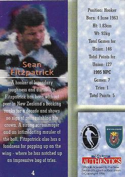 1996 Card Crazy Authentics NPC Rugby Union Superstars #4 Sean Fitzpatrick Back